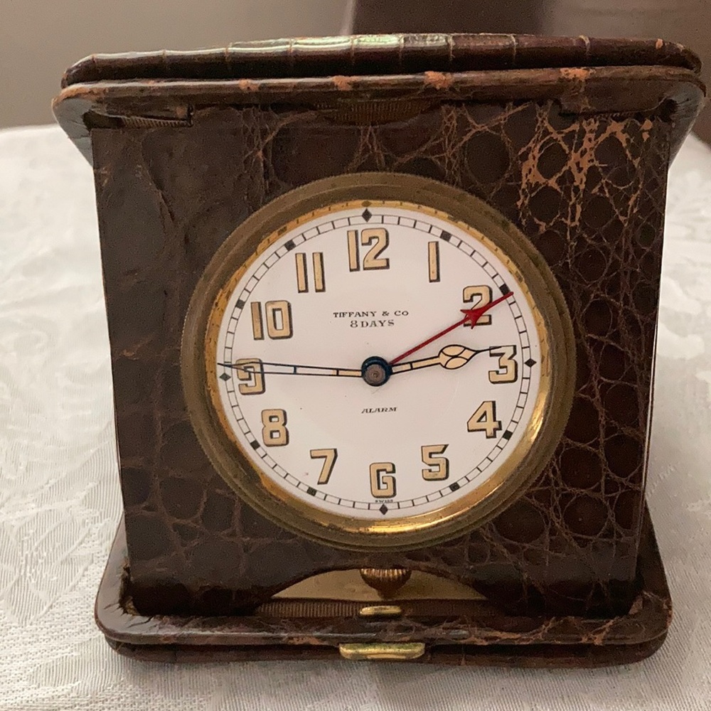 Antique Tiffany & Co. Alligator Skin Travel Clock